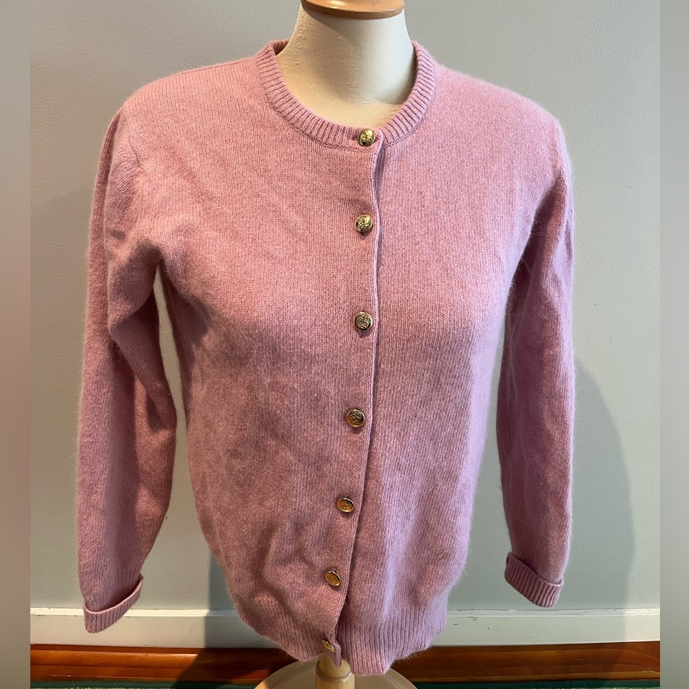 Vintage Pink Button-Front Women's Cardigan Sweater